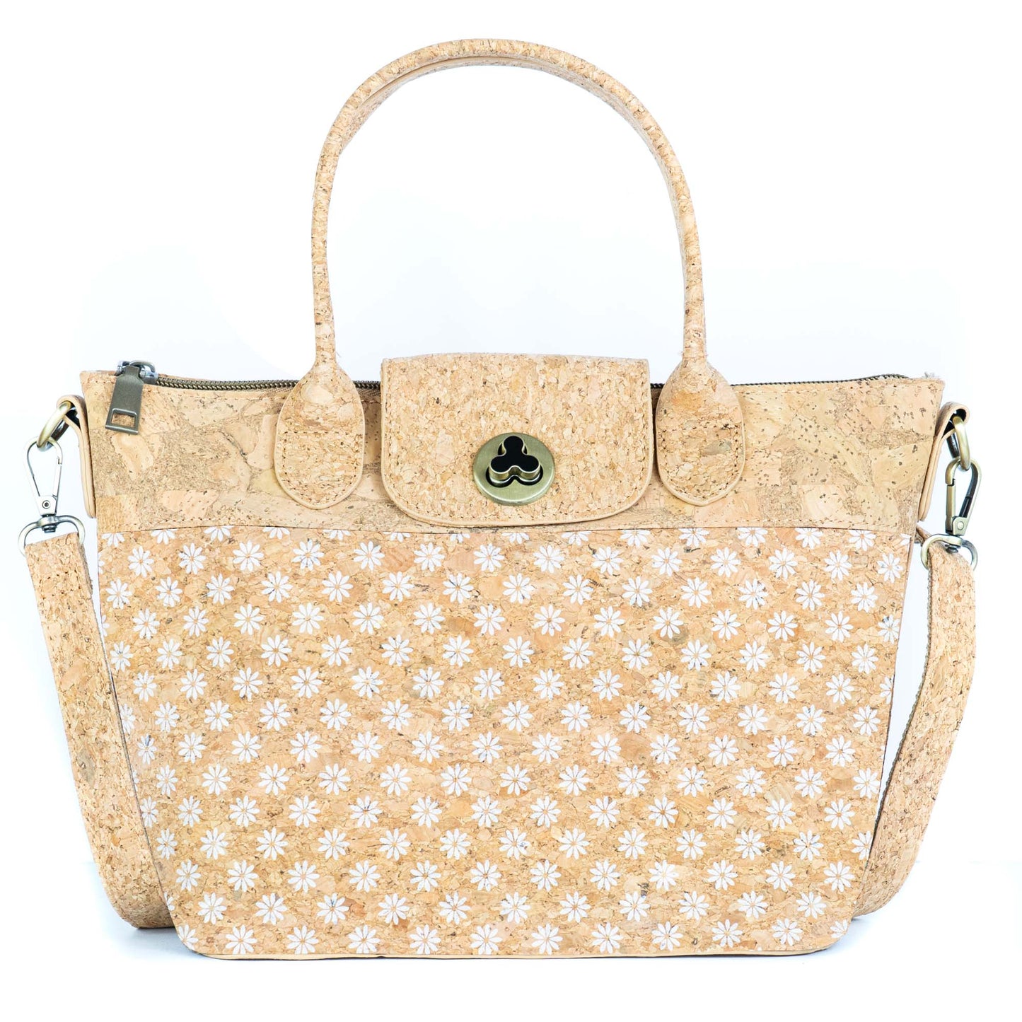 Cork Handbag –  Tile and Floral Pattern BAGD-611