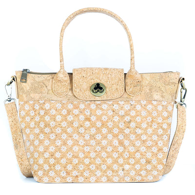 Cork Handbag –  Tile and Floral Pattern BAGD-611