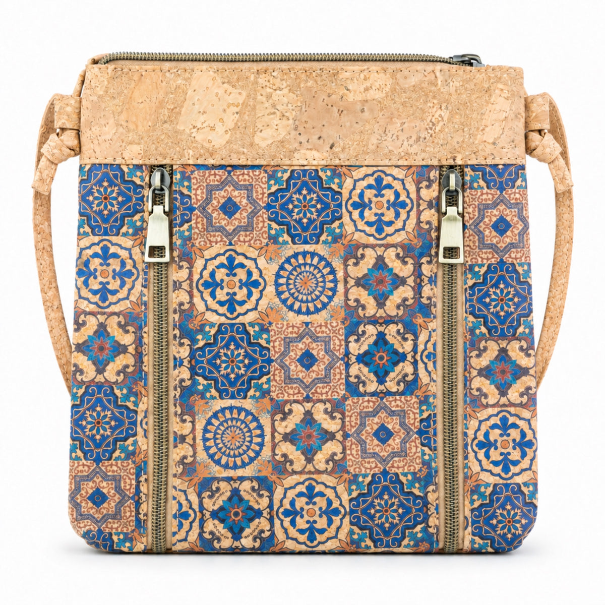 Cork Crossbody Bag with Vertical Front Zips | BAGD-668