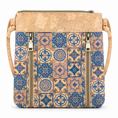 Cork Crossbody Bag with Vertical Front Zips | BAGD-668