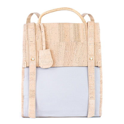 Eco-Friendly Cork and Green Canvas Backpack for Women BAG-2317