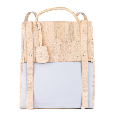 Eco-Friendly Cork and Green Canvas Backpack for Women BAG-2317