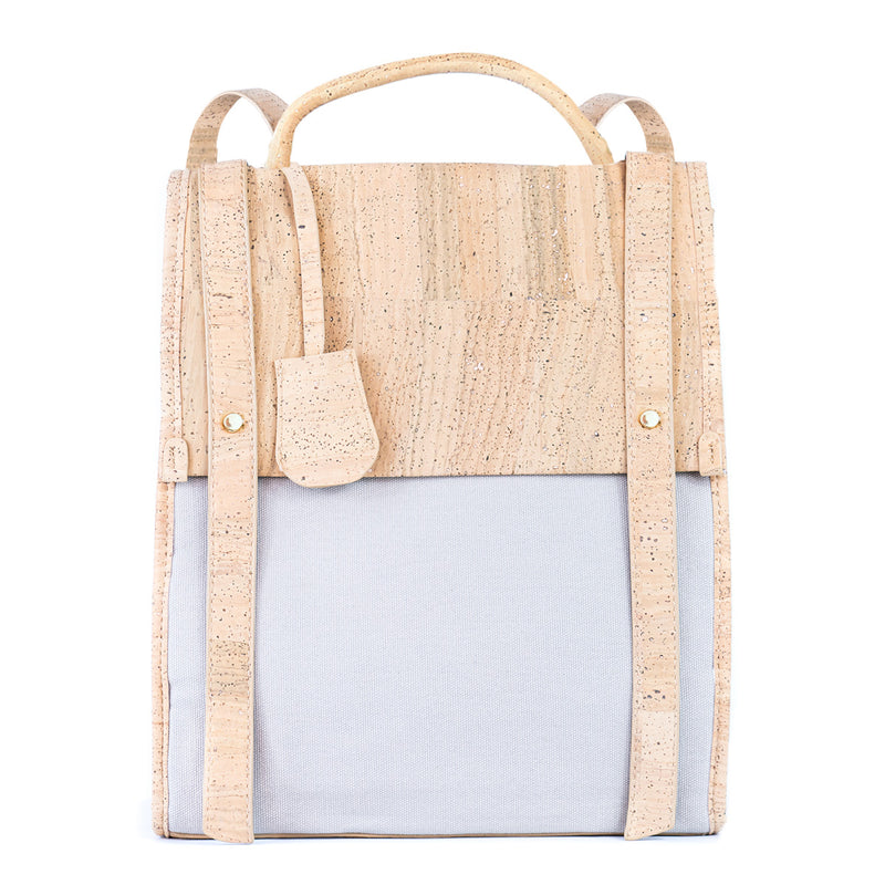 Eco-Friendly Cork and Green Canvas Backpack for Women BAG-2317