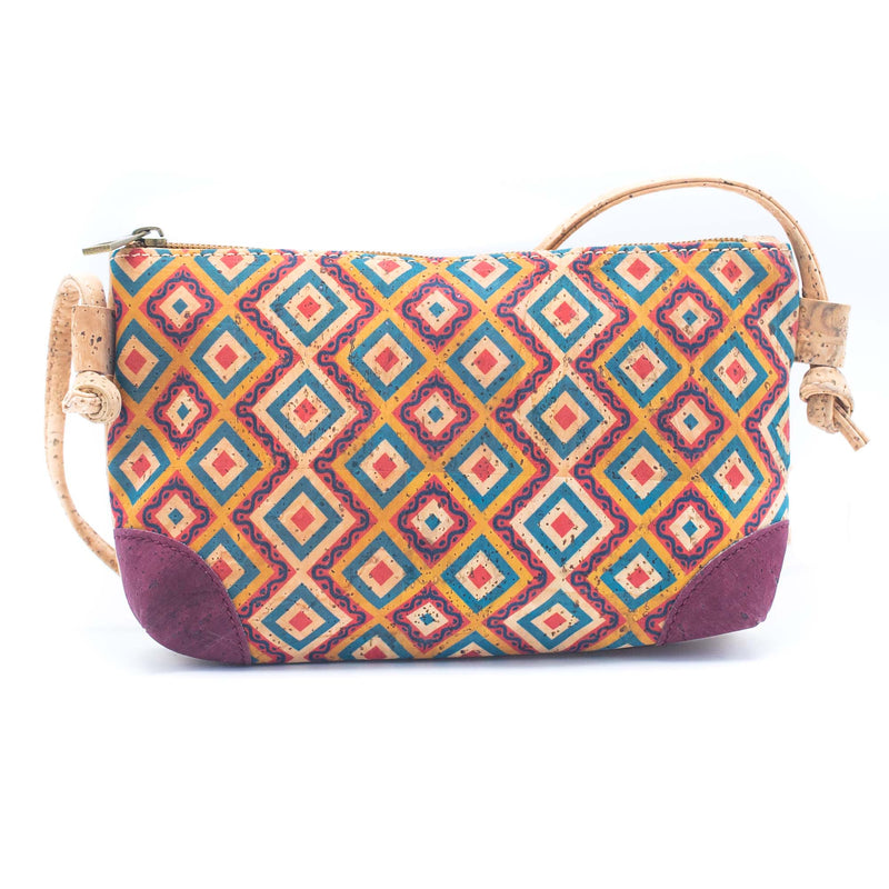 Colorful  Pattern Cork Crossbody Bag with Adjustable Strap BAGD-341