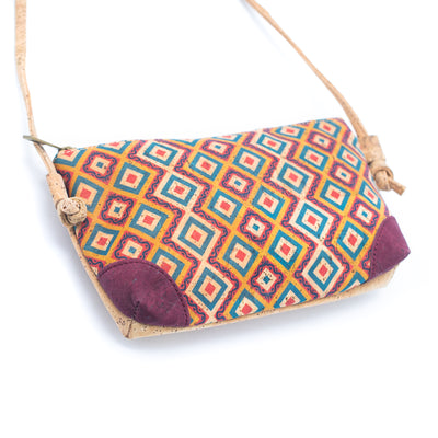 Colorful Geometric Pattern Cork Crossbody Bag with Adjustable Strap BAGD-341-G