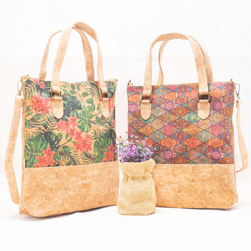 Cork Tote Bag with Adjustable Strap and Unique Prints BAG-2215