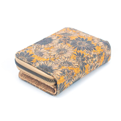 6 Cork card Wallets with Floral Print Patterns (6 Units) HY-035-MIX-6