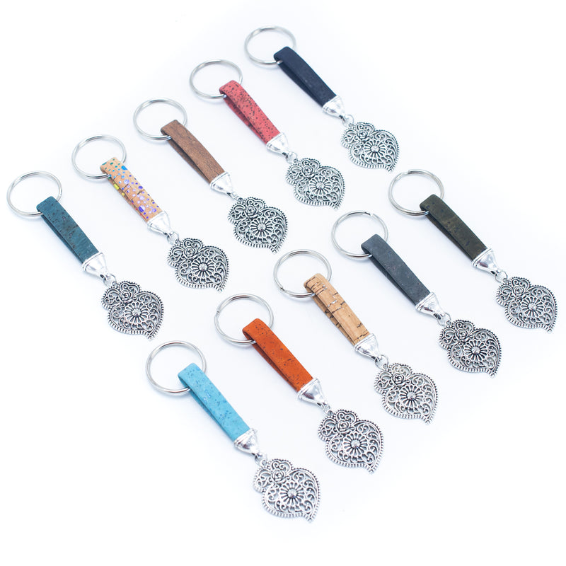 colored cork cord and  pendant handmade cork keychain  I-018-MIX-10