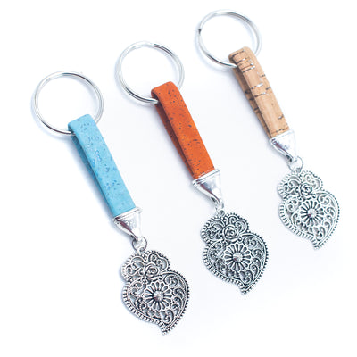 colored cork cord and  pendant handmade cork keychain  I-018-MIX-10