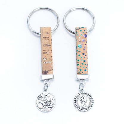 Cork with pendant Simple style handmade  keychin  I-065-MIX-10