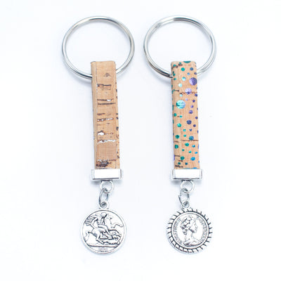 cork with pendant Simple style handmade  keychin  I-065-MIX-10