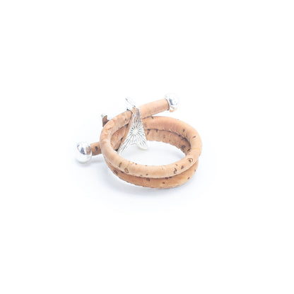 Handcrafted women's ring with natural cork cord and starfish alloy hardware  R-022-MIX-10