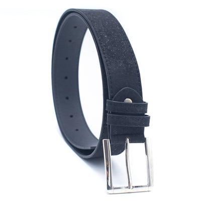 Black Cork men belt vegan belt mens natural leather belt L-853-A