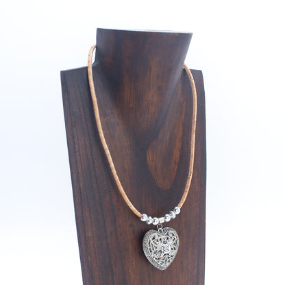 3MM round natural cork handmade women's cork necklace N-323-MIX-5