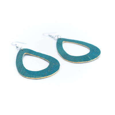 Green cork fabric  Shapes for Earrings, Original handmade ladies earrings-ER-073-F