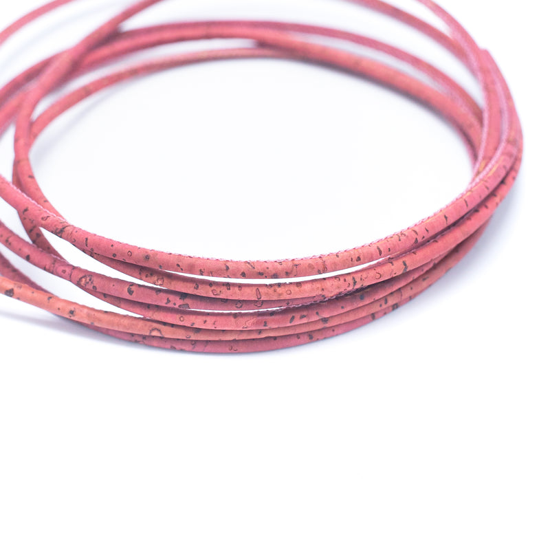 Pink 3mm round cork cord COR-154-A(10 meters)