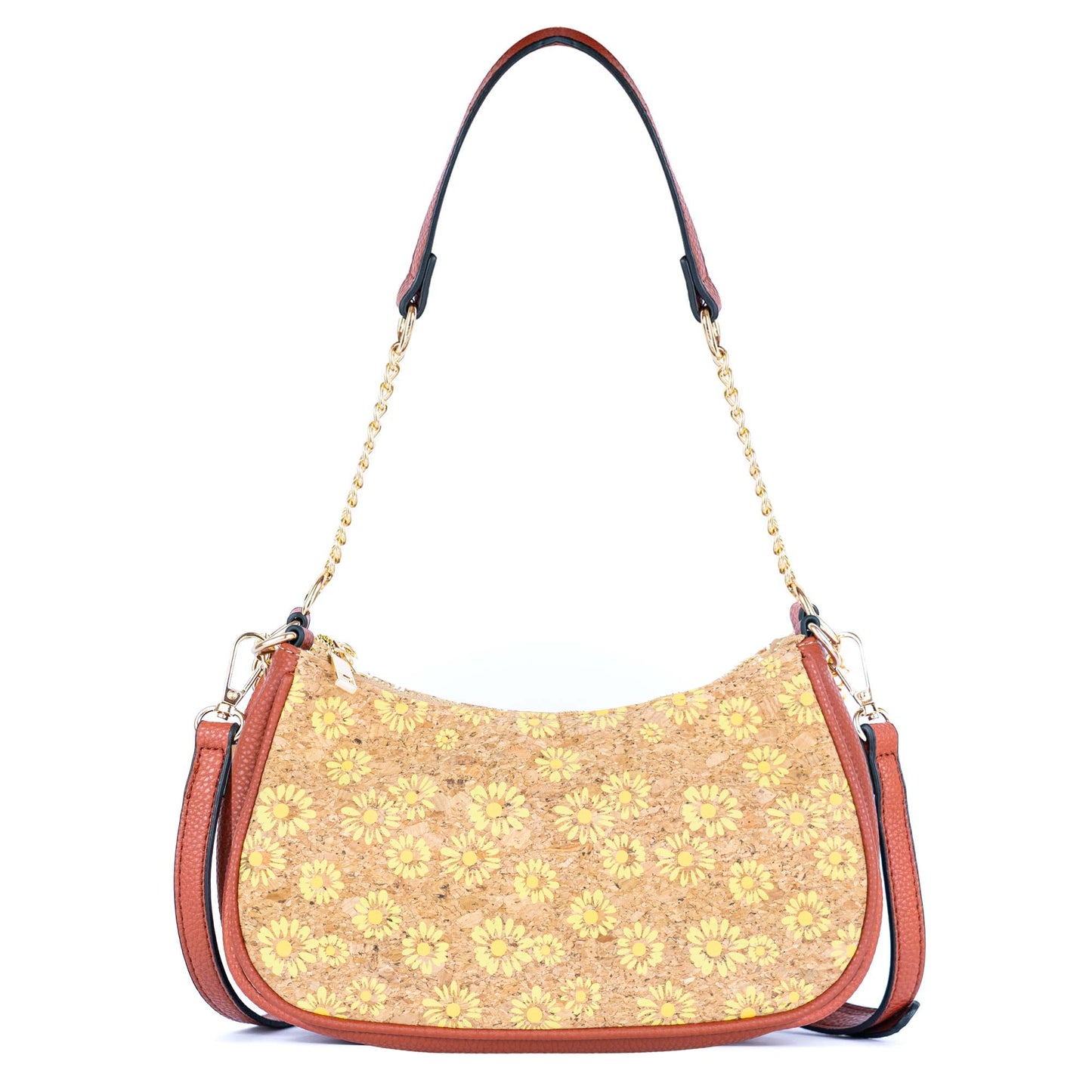 Bohemian Chic Printed Cork & Brown PU Leather Crossbody Bag BAG-2336-FGHI