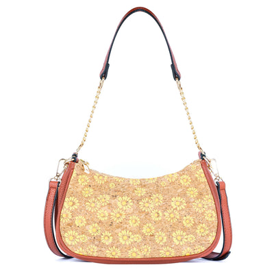 Bohemian Chic Printed Cork & Brown PU Leather Crossbody Bag BAG-2336-FGHI