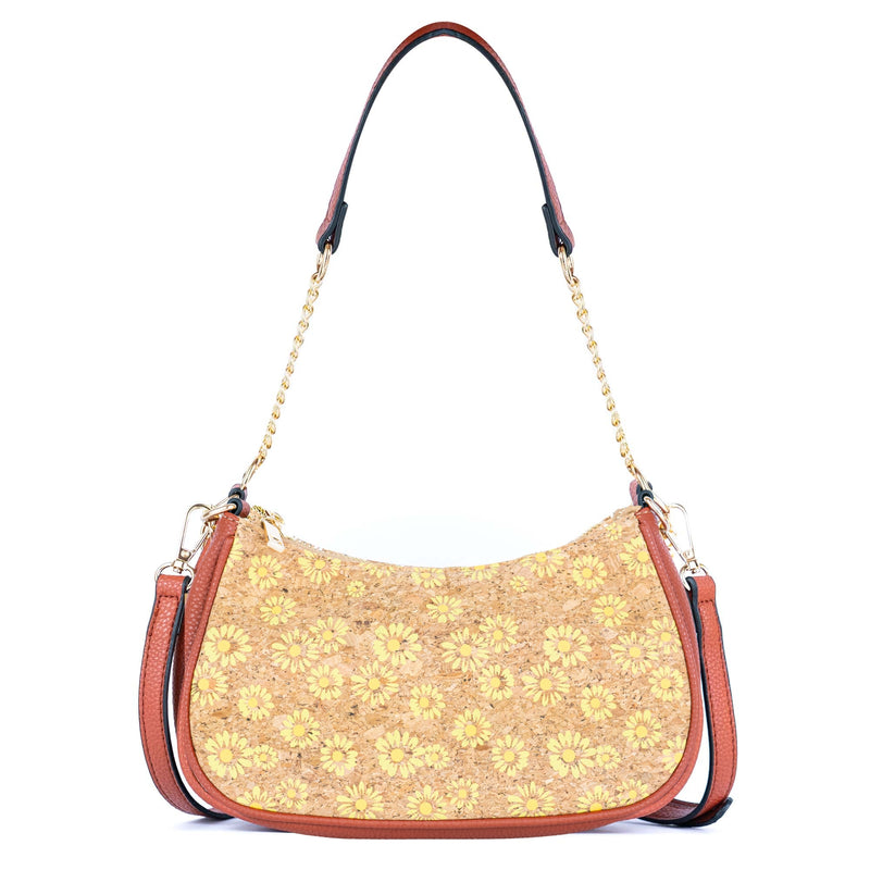 Bohemian Chic Printed Cork & Brown PU Leather Crossbody Bag BAG-2336-FGHI