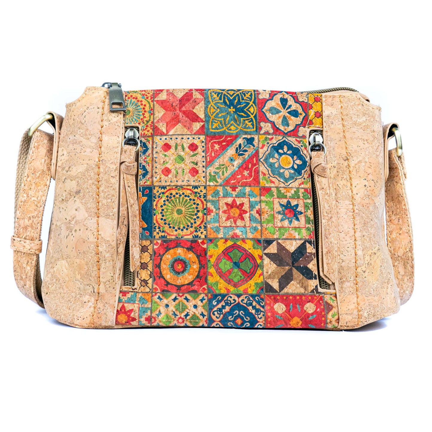 Cork Crossbody Bag – Colorful Tile Pattern BAGD-608