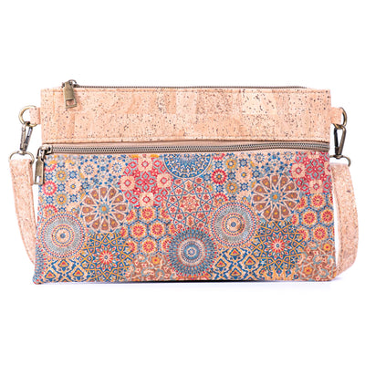 Eco-Friendly Natural Cork Sling Bag with Mosaic Patterns BAGD-598