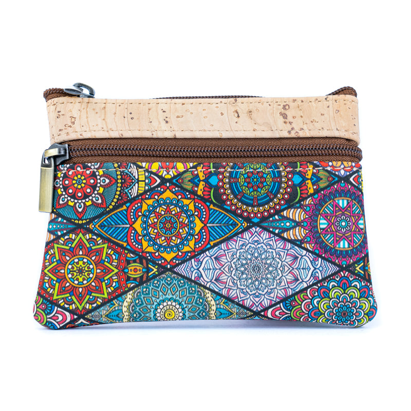 Triple Zipper Cork Coin Purse – Slim & Stylish Women&