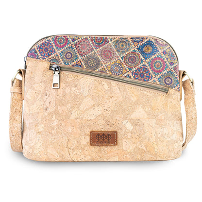 Natural Cork Crossbody Bag with Printed Accent BAGD-659