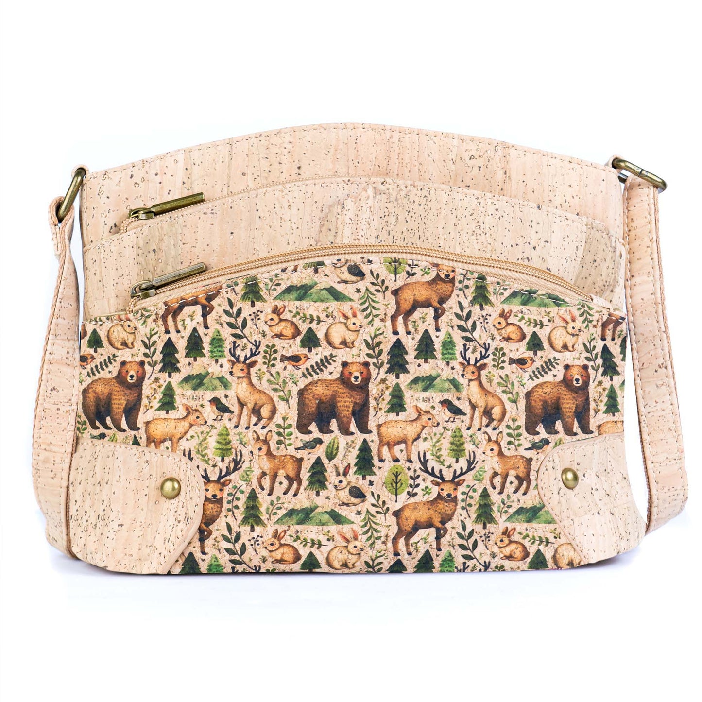 Multi-Pocket Cork Crossbody Bag with Adjustable Shoulder Strap BAG-2394
