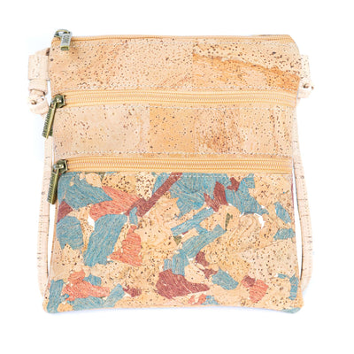 Cork Crossbody Bag with Triple Zippers BAGP-321-GH