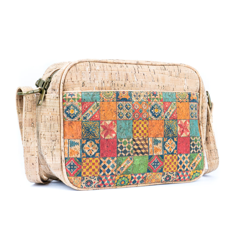 Floral & Mosaic Cork Crossbody Bag – Lightweight, Vegan & Stylish BAGD-564