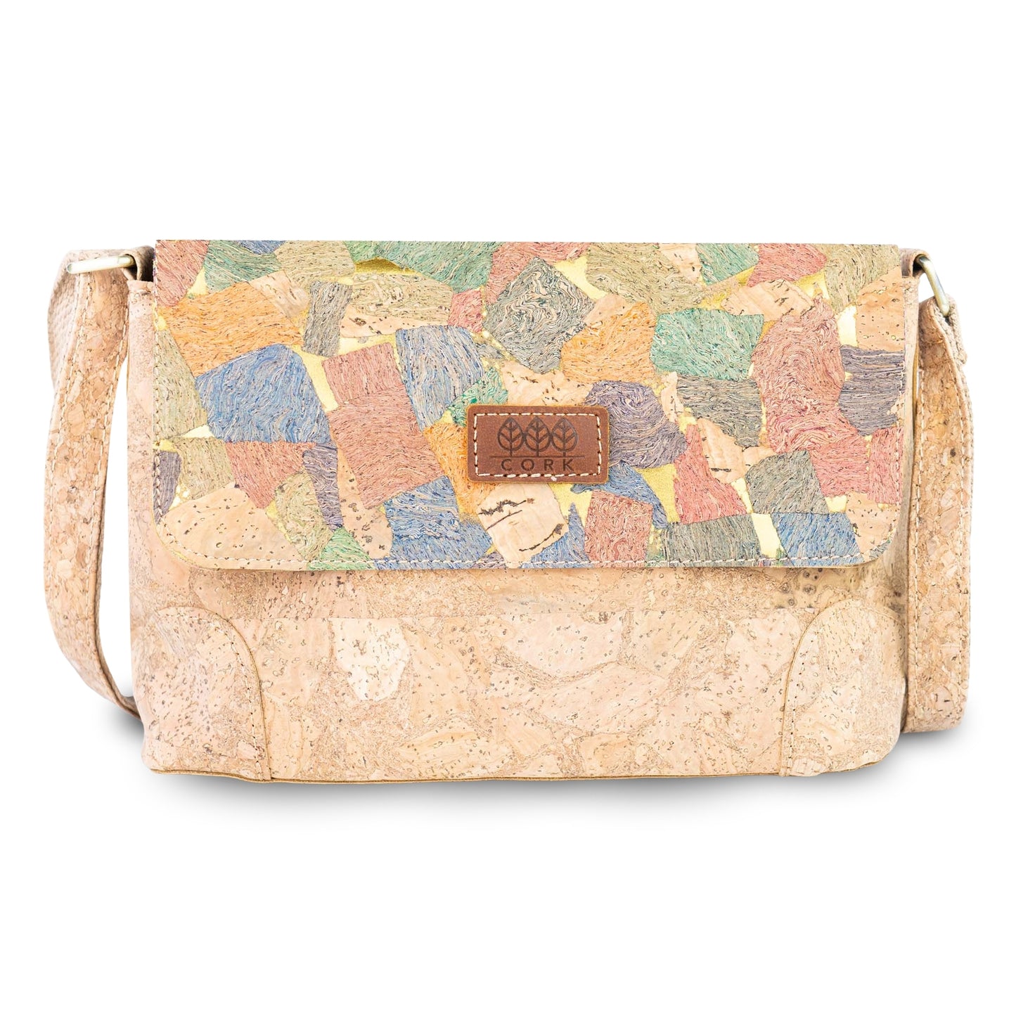 Printed Cork Crossbody Bag with Adjustable Strap BAGD-666