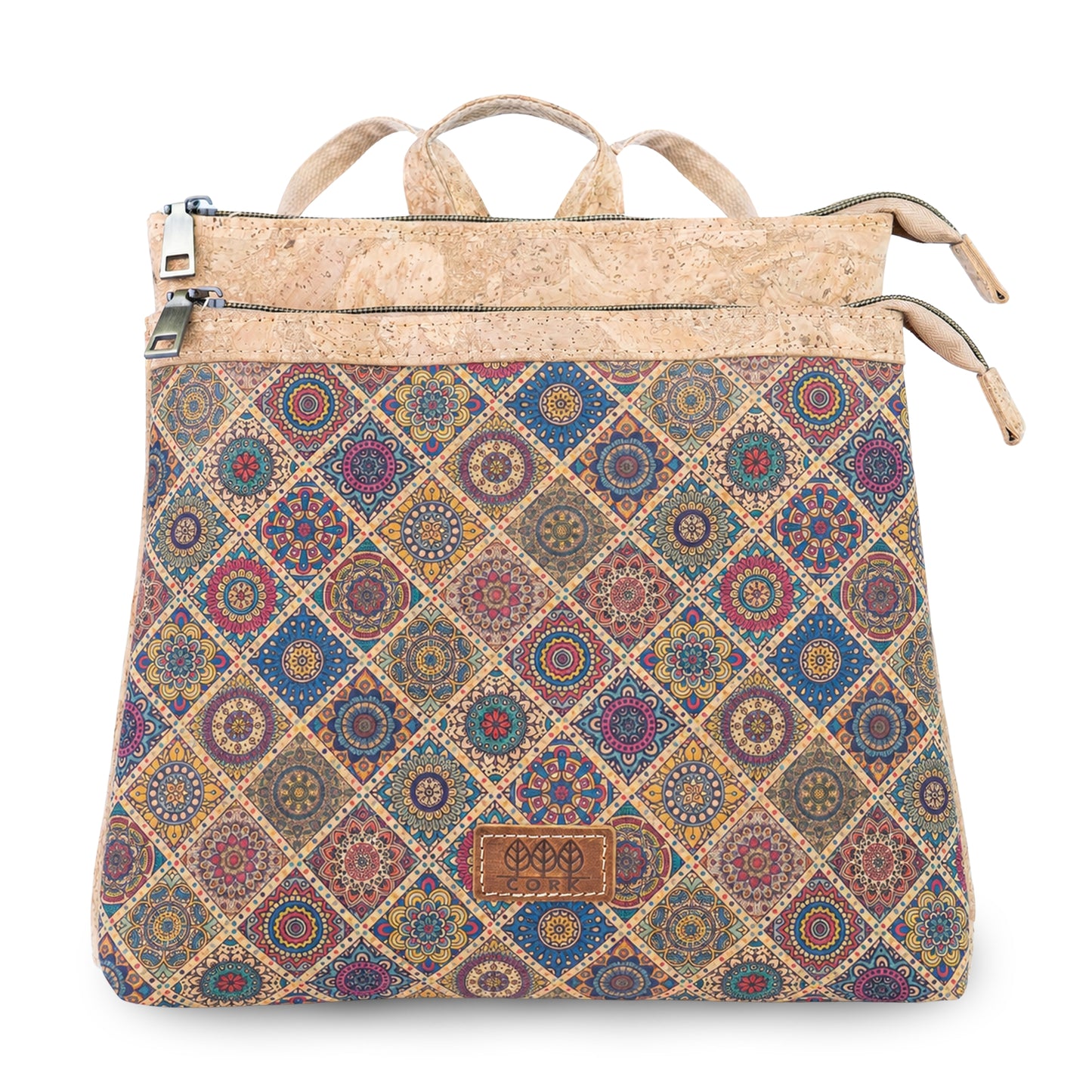 Natural Cork Backpack with Printed Front Panel BAGD-652