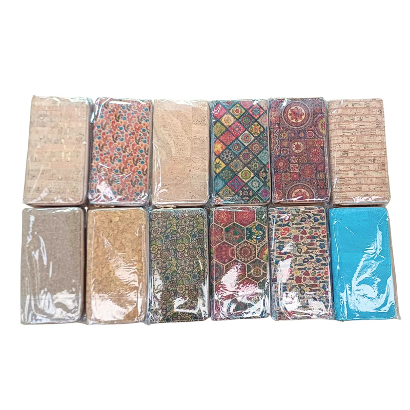 Natural cork with flower pattern zipper women wallet BAGD-589（12units）