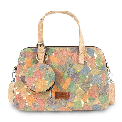 Printed Cork Handbag with Detachable Mini Zipper Purse & Shoulder Strap BAGD-667