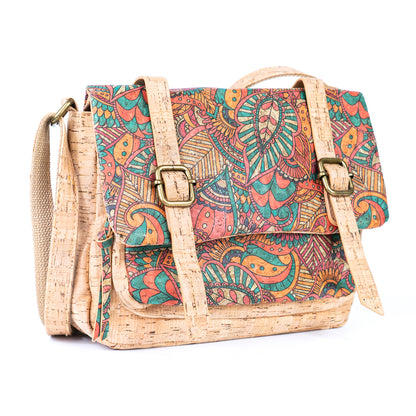 Printed Cork Messenger Crossbody Bag — BAGD-630