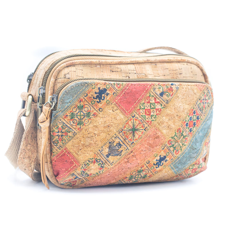 Floral & Mosaic Cork Crossbody Bag – Eco-Friendly & Stylish BAGF-057