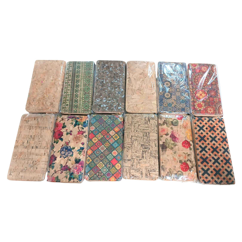 Natural cork with flower pattern zipper women wallet BAGD-589（12units）