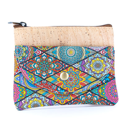 Compact Cork Coin Purse with Snap Pocket with Key Ring BAG-2355