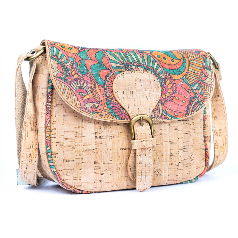 Flash Sale-Floral Printed Cork Crossbody Bag for Women BAGF-091