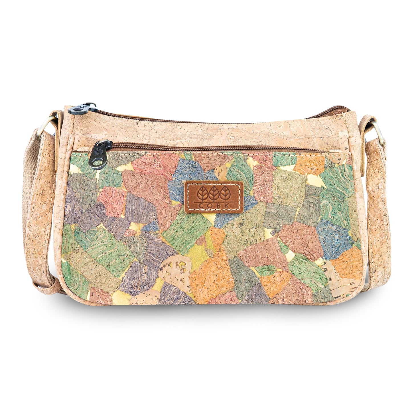 Cork Crossbody Bag with Front Zip Pocket – Adjustable Strap BAGD-653
