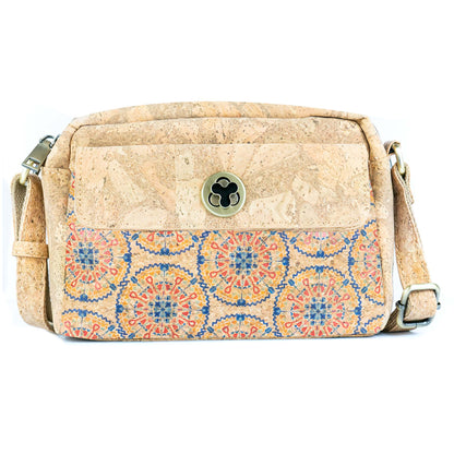 Cork Crossbody Bag Flap, Twist Lock & Dual Compartment BAGD-632