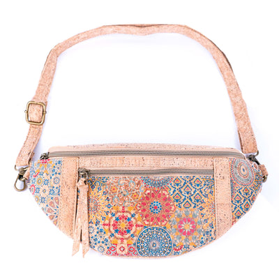 Eco-Friendly Natural Cork Fanny Pack Bag with Adjustable Strap and Printed Patterns BAGD-220