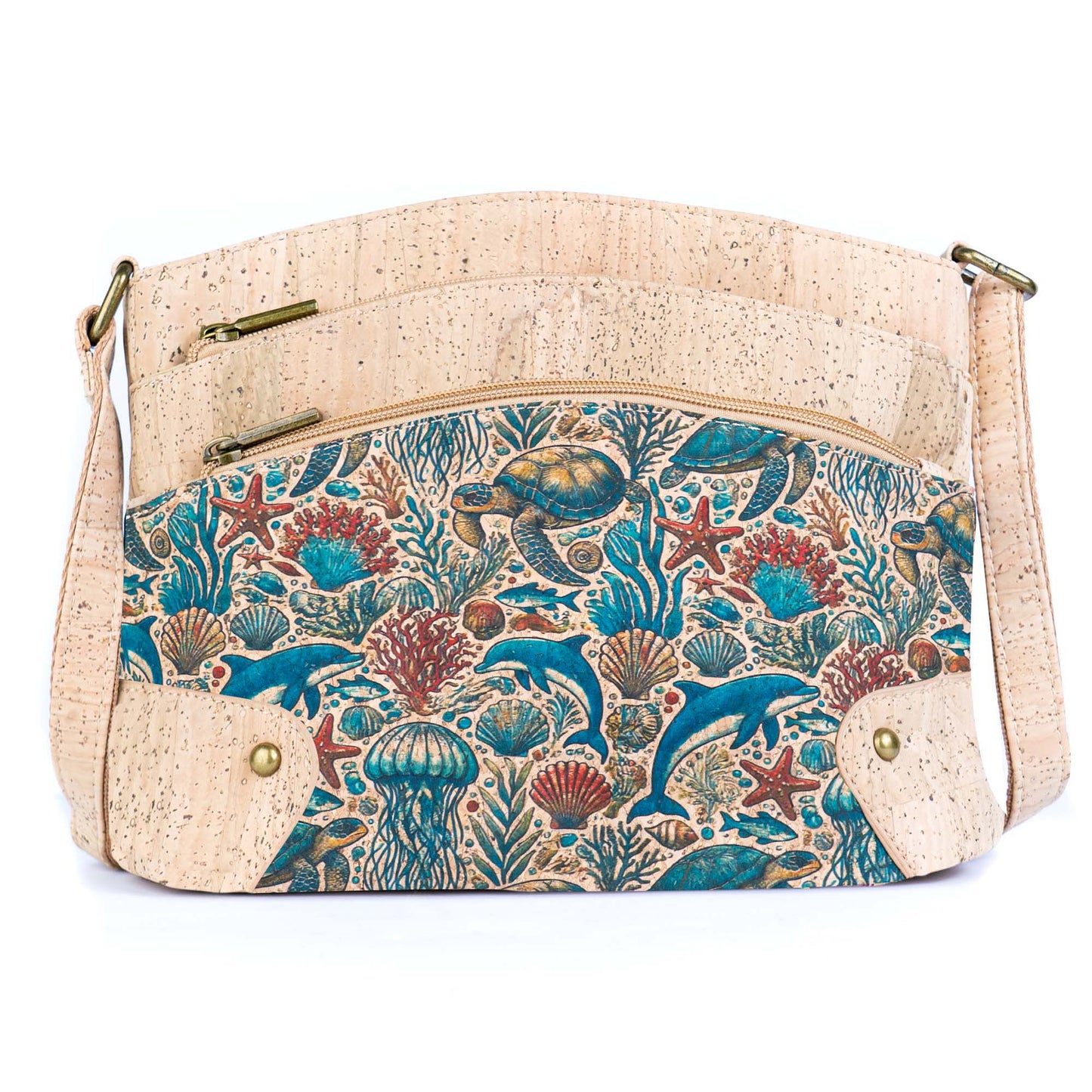 Multi-Pocket Cork Crossbody Bag with Adjustable Shoulder Strap BAG-2394