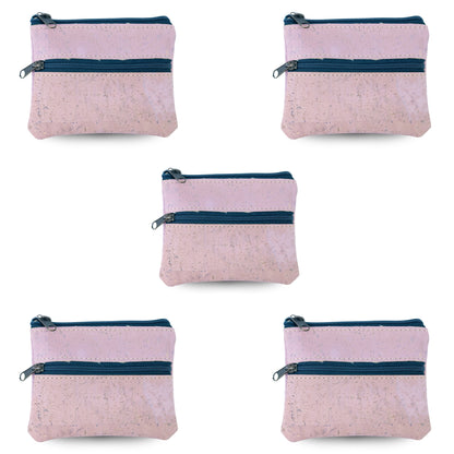 5pcs | Natural Cork Double-Zip Coin Purs BAGP-382