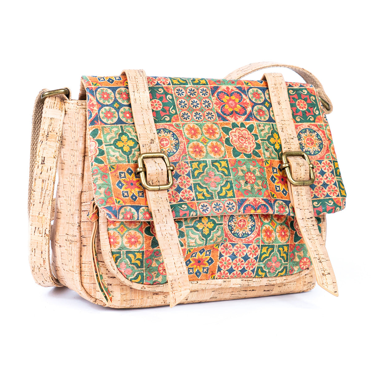 Printed Cork Messenger Crossbody Bag — BAGD-630
