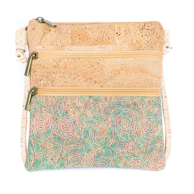 Cork Crossbody Bag with Triple Zippers BAGP-321-GH