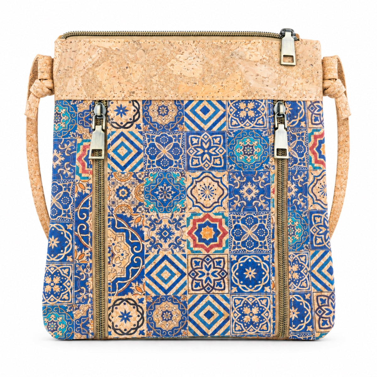 Cork Crossbody Bag with Vertical Front Zips | BAGD-668