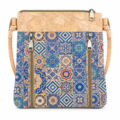 Cork Crossbody Bag with Vertical Front Zips | BAGD-668