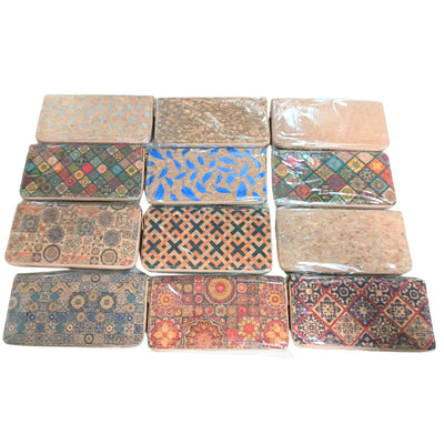 Natural cork with flower pattern zipper women wallet BAGD-589（12units）