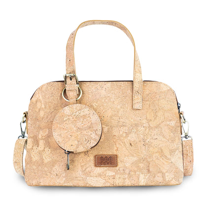 Printed Cork Handbag with Detachable Mini Zipper Purse & Shoulder Strap BAGD-667